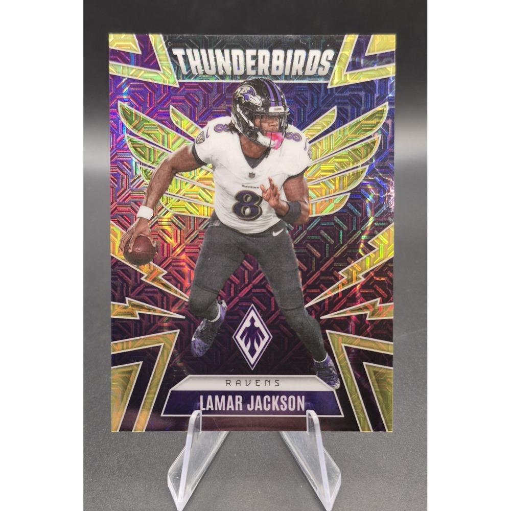 2025 Panini Phoenix Lamar Jackson #4 Thunderbirds Yellow Mojo /49 Ravens MVP